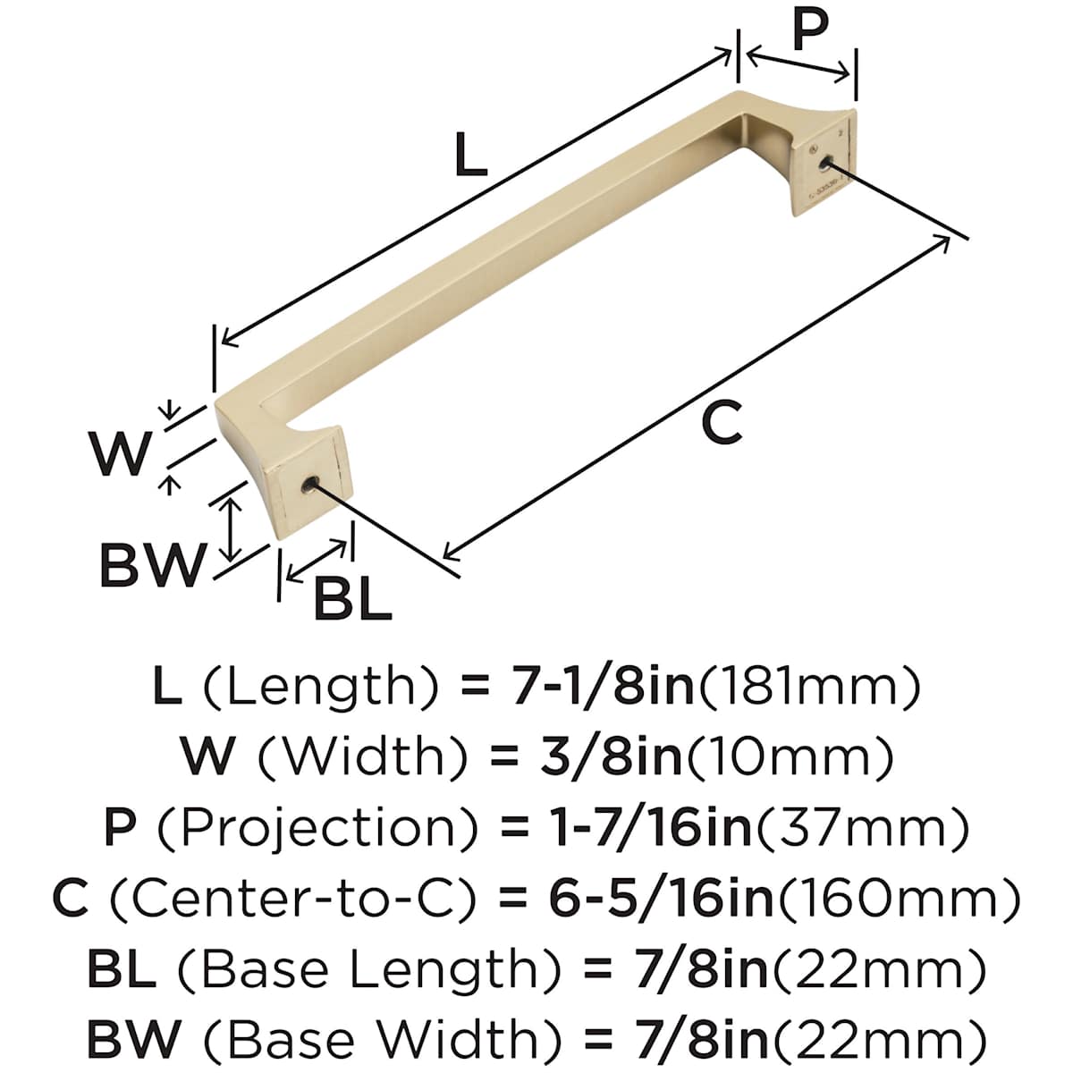 Amerock - BP53530CZ - Mulholland 6-5/16 Inch Center to Center Handle Cabinet Pull in Champagne Bronze