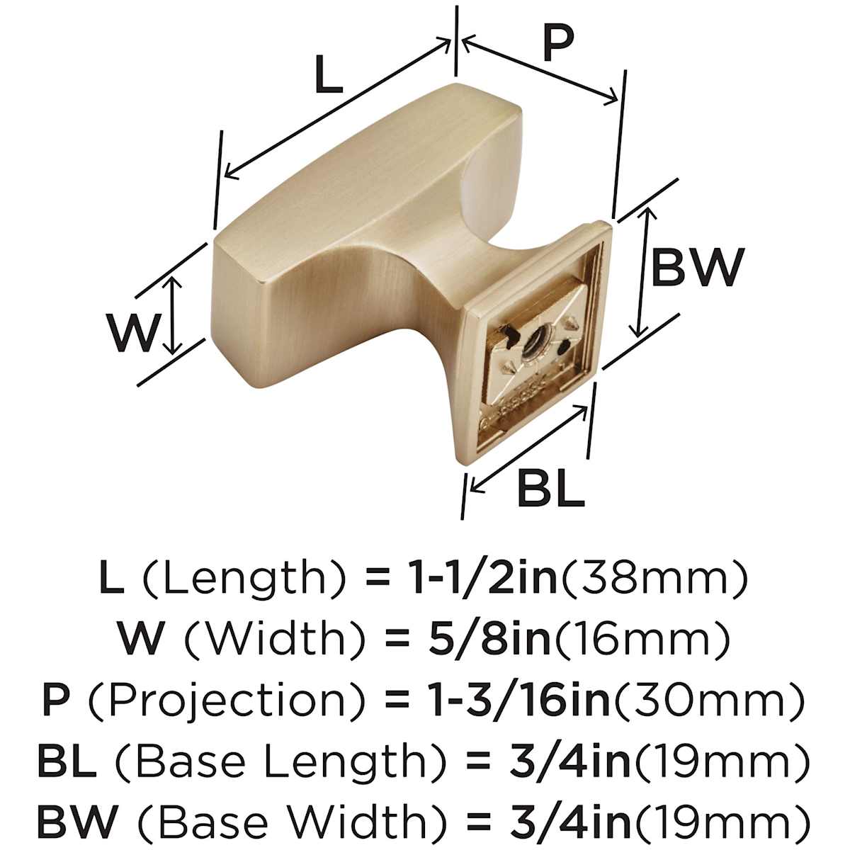 Amerock - BP535342PN - Mulholland 1-1/2 Inch Rectangular Cabinet Knob in Polished Nickel