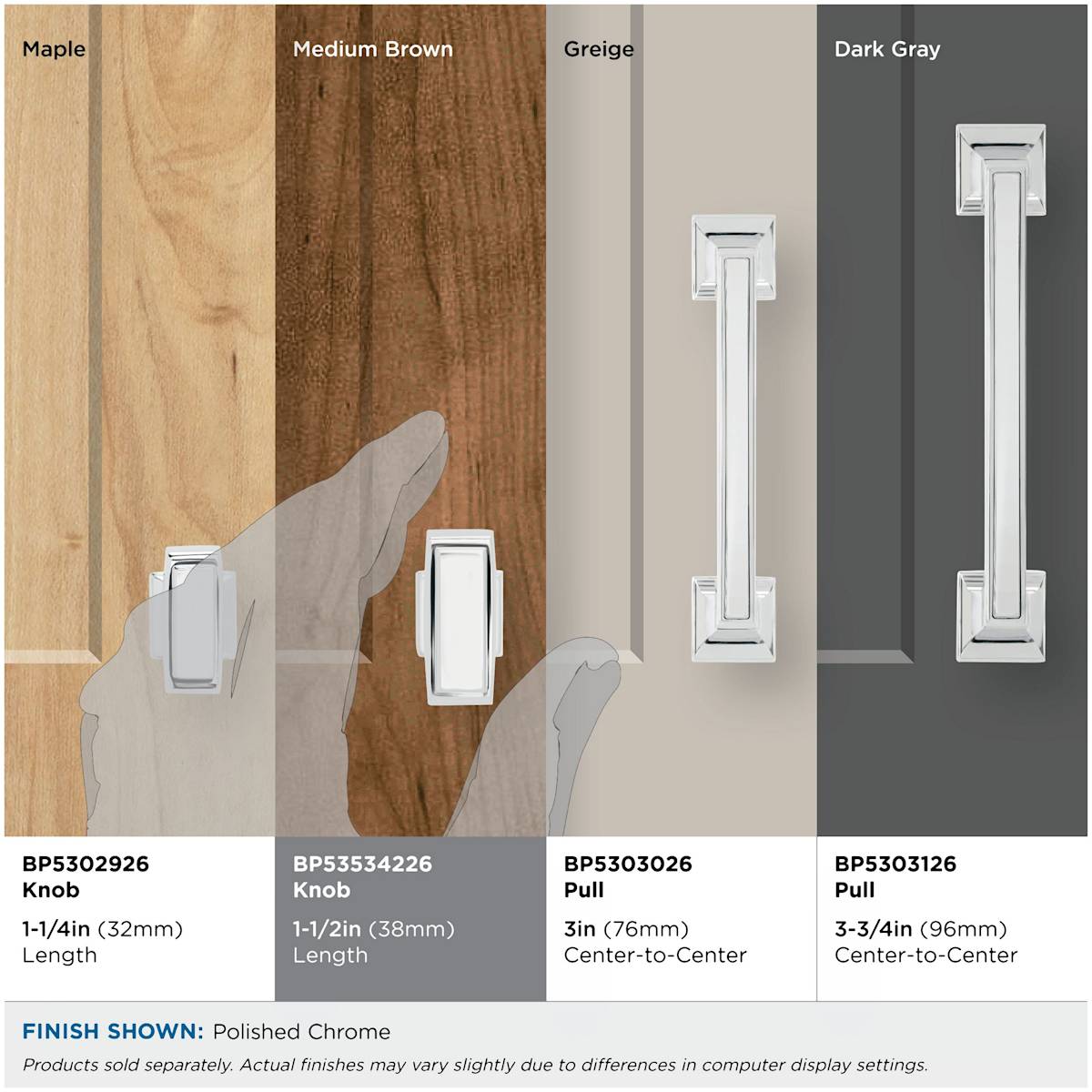 Amerock - BP535342PN - Mulholland 1-1/2 Inch Rectangular Cabinet Knob in Polished Nickel