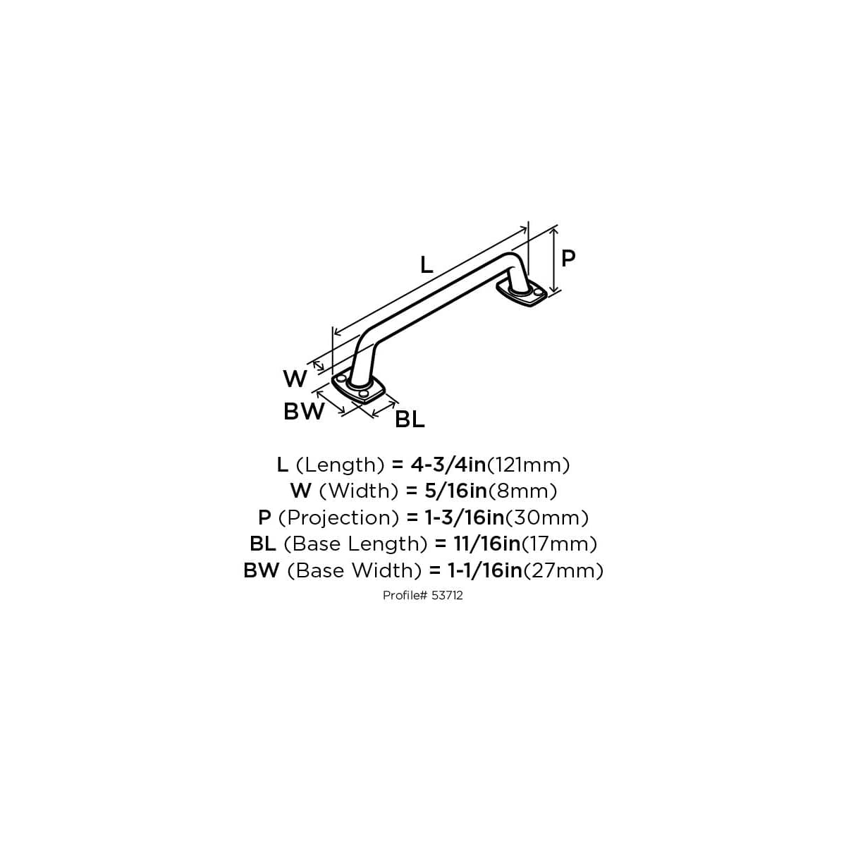 Amerock - BP53712G10 - Rochdale 3-3/4 Inch Center to Center Handle Cabinet Pull in Satin Nickel