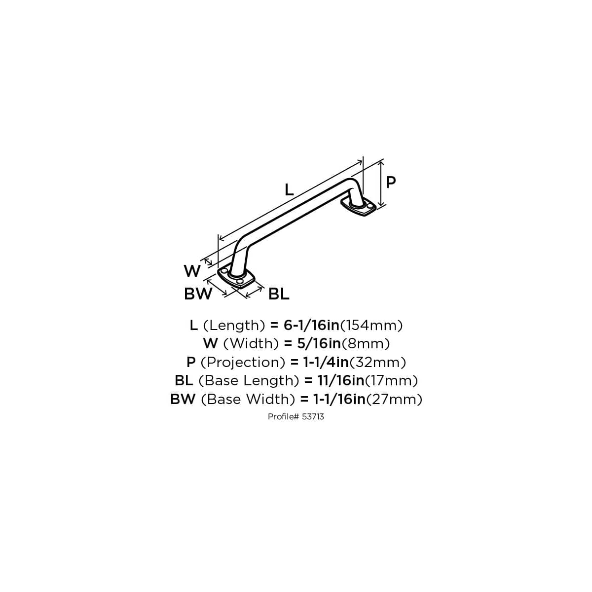 Amerock - BP53713GPH - Rochdale 5-1/16 Inch Center to Center Handle Cabinet Pull in Graphite
