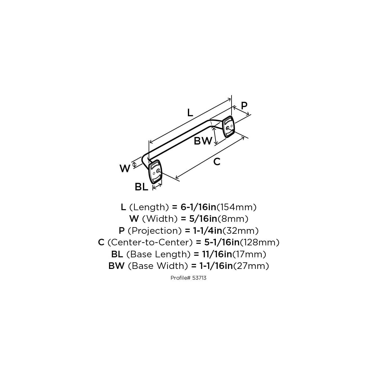Amerock - BP53713GPH - Rochdale 5-1/16 Inch Center to Center Handle Cabinet Pull in Graphite