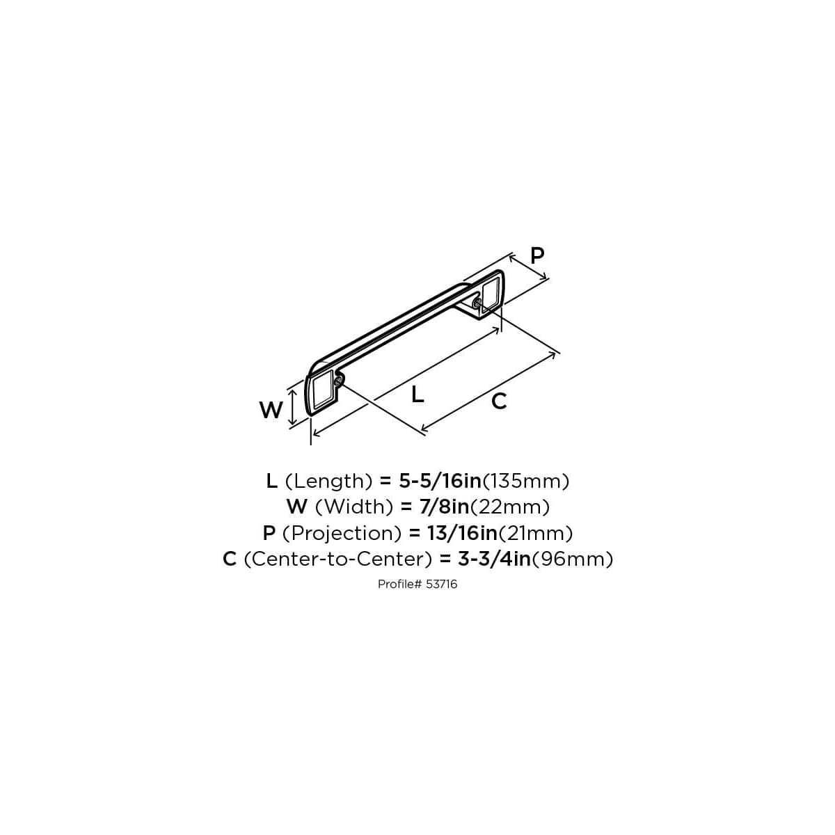 Amerock - 10BX53716FB - Rochdale 3-3/4 Inch Center to Center Cup Cabinet Pull - Pack of 10 in Matte Black
