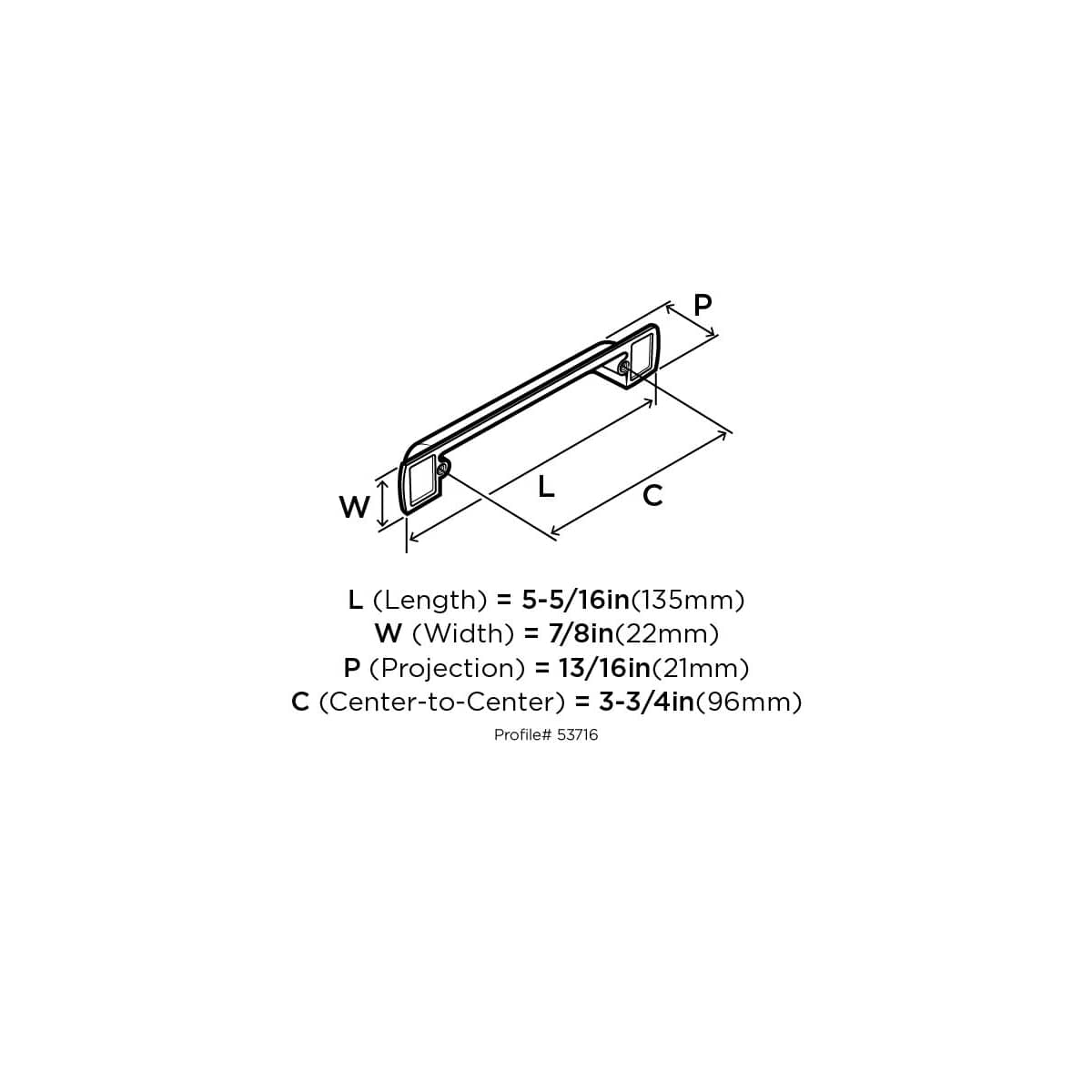 Amerock - BP53716GPH - Rochdale 3-3/4 Inch Center to Center Cup Cabinet Pull in Graphite