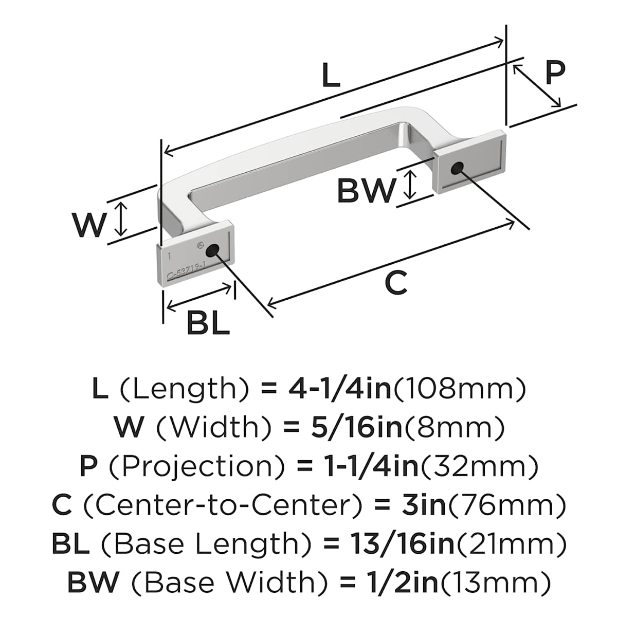 Amerock - BP53719PN - Westerly 3 Inch Center to Center Handle Cabinet Pull in Polished Nickel