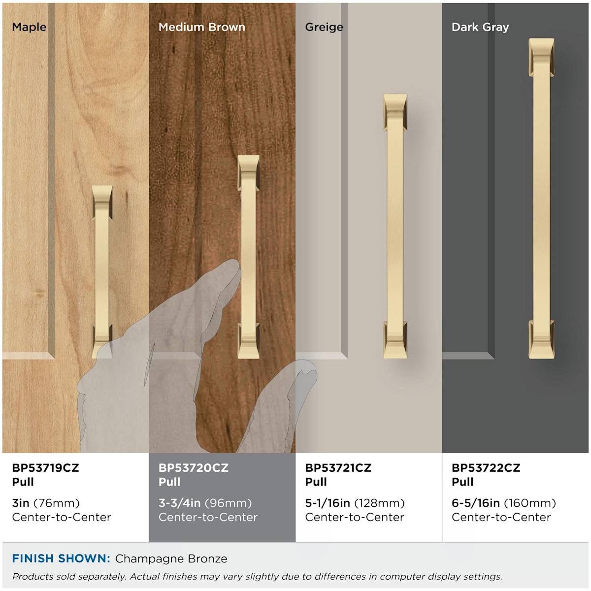 Amerock - BP53720BBZ - Westerly 3-3/4 Inch Center to Center Handle Cabinet Pull in Golden Champagne