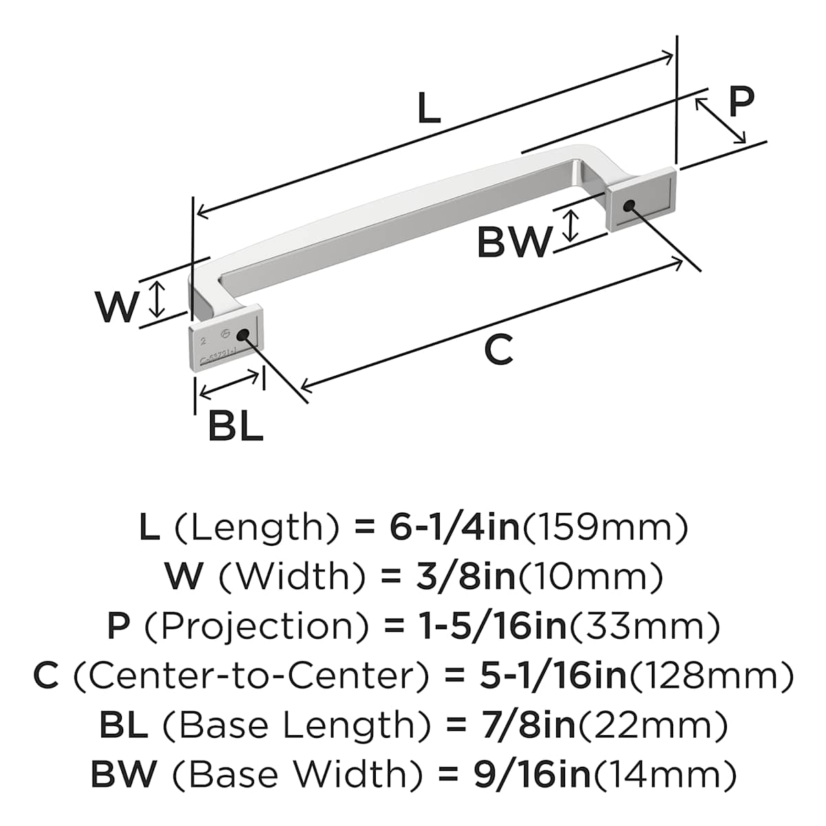 Amerock - BP53721PN - Westerly 5-1/16 Inch Center to Center Handle Cabinet Pull in Polished Nickel