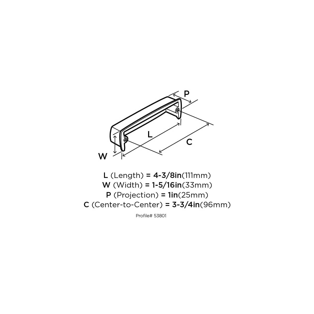 Amerock - BP53801ORB - Kane 3-3/4 Inch Center to Center Cup Cabinet Pull in Oil Rubbed Bronze