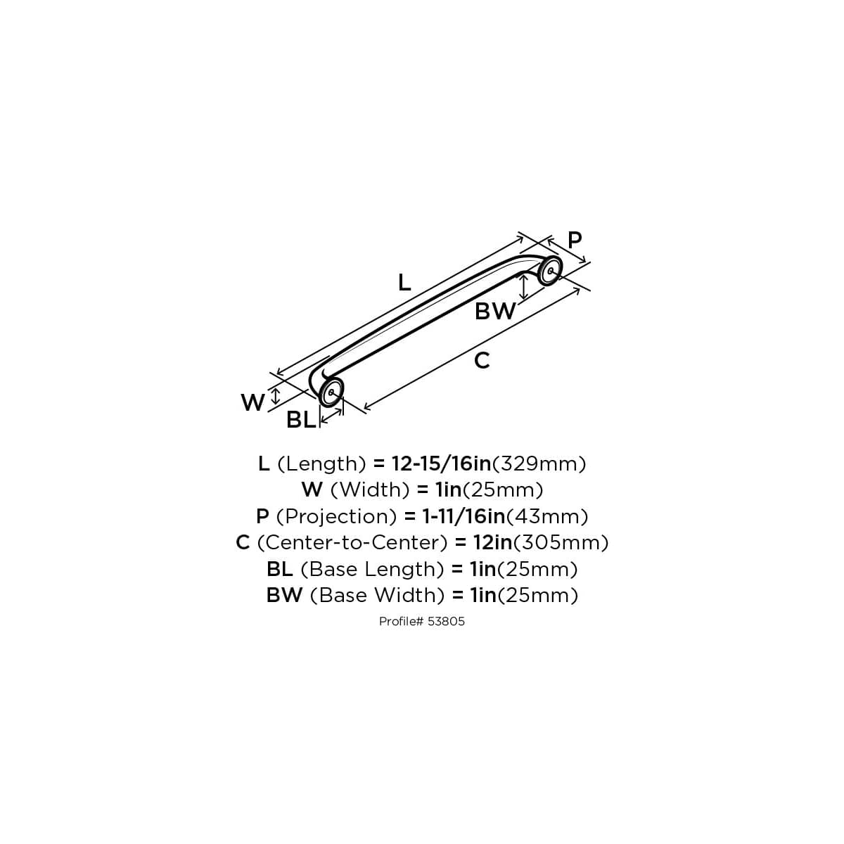 Amerock - BP53805BBR - Kane 12 Inch Center to Center Appliance Pull in Black Bronze