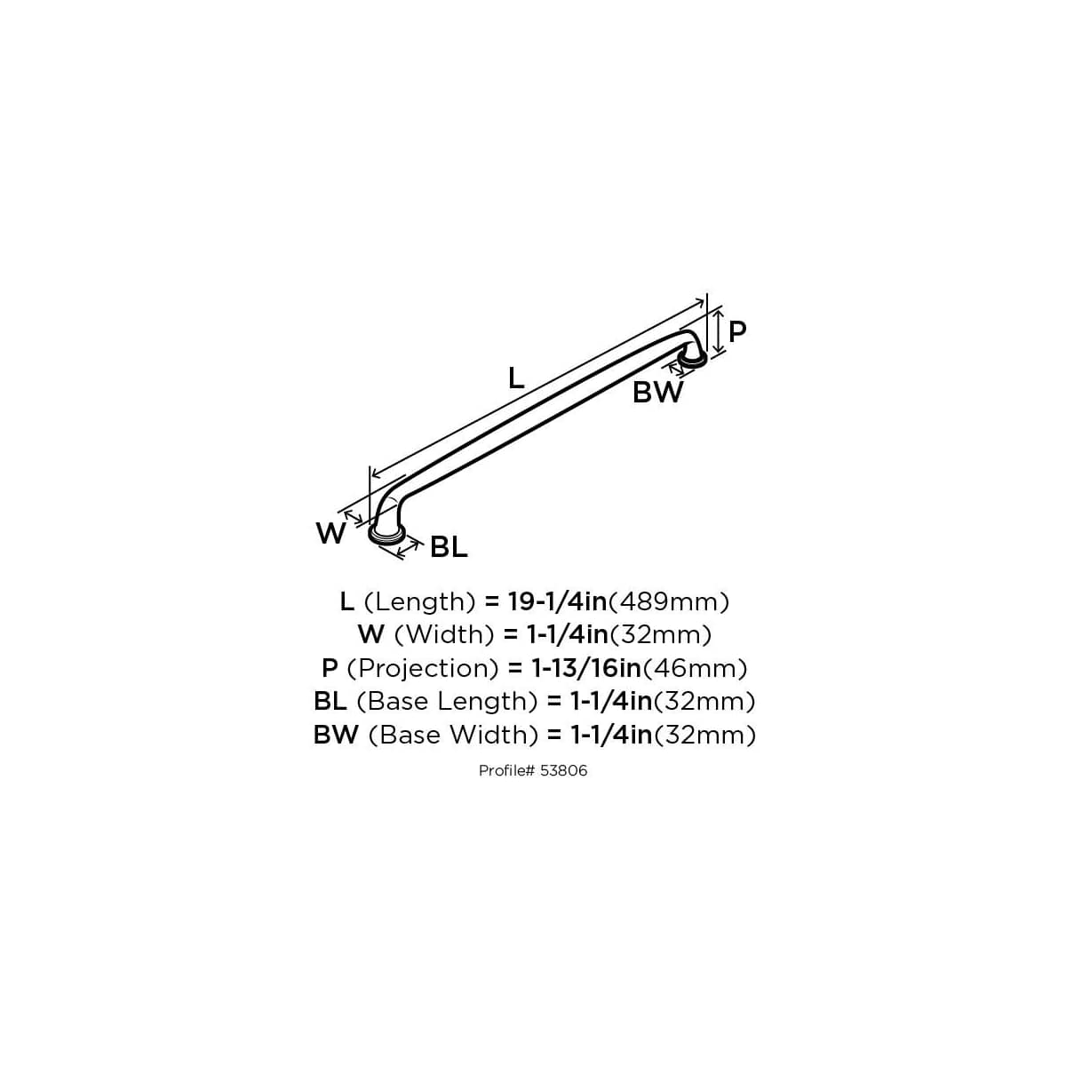 Amerock - BP53806G10 - Kane 18 Inch Center to Center Appliance Pull in Satin Nickel