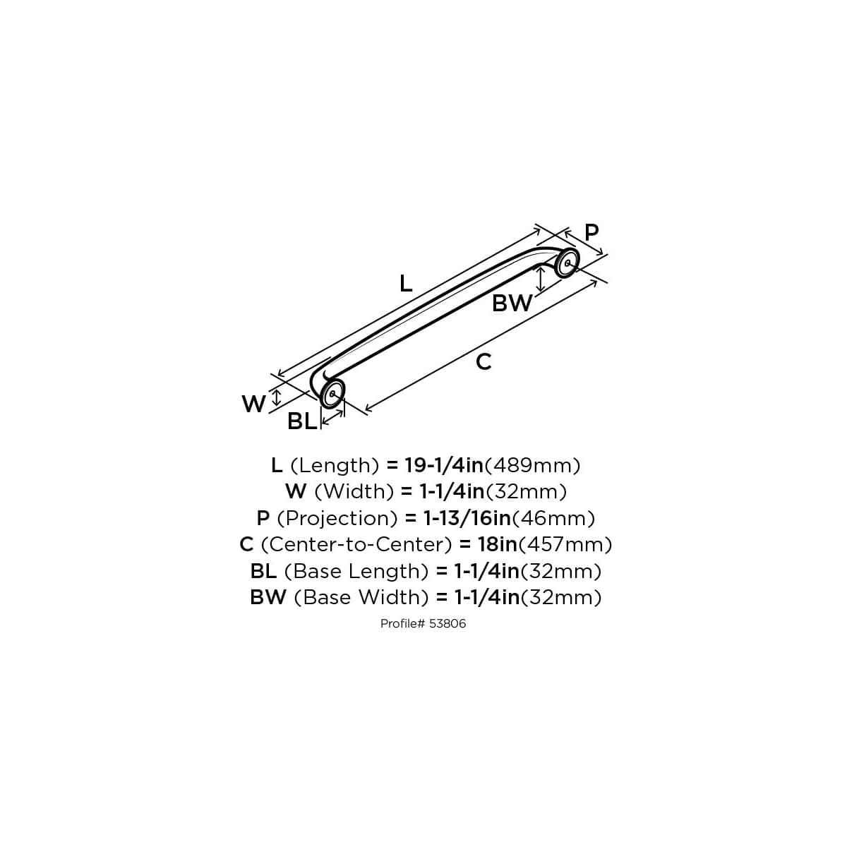 Amerock - BP53806G10 - Kane 18 Inch Center to Center Appliance Pull in Satin Nickel