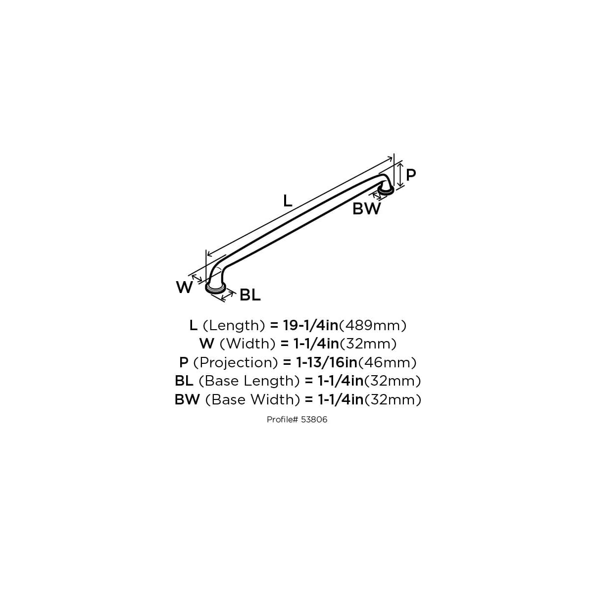 Amerock - BP53806G10 - Kane 18 Inch Center to Center Appliance Pull in Satin Nickel