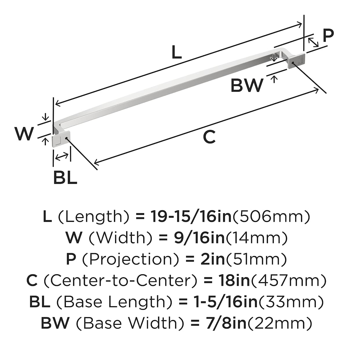 Amerock - BP54024ORB - Westerly 18 Inch Center to Center Appliance Pull in Oil Rubbed Bronze