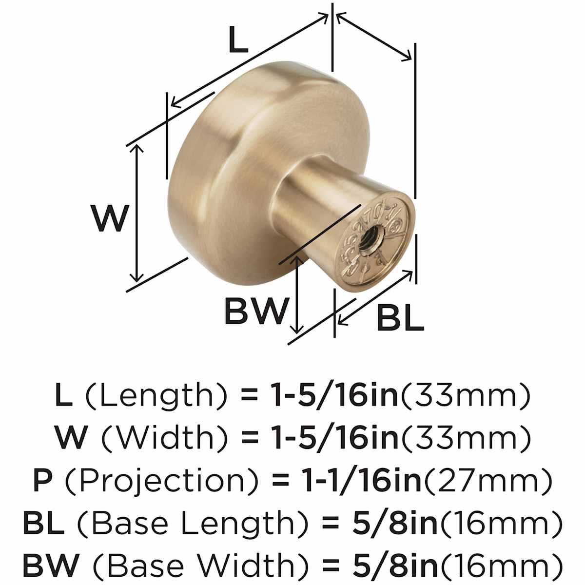 Amerock - BP5527026 - Blackrock 1-5/16 Inch Mushroom Cabinet Knob in Polished Chrome
