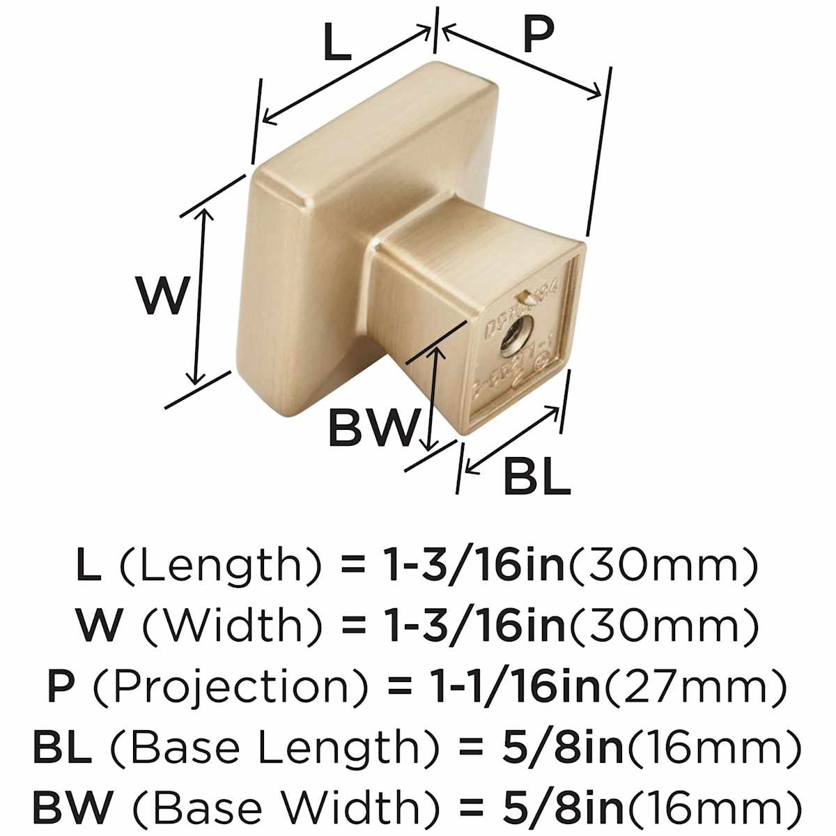 Amerock - BP55271BBR - Blackrock 1-3/16 Inch Square Cabinet Knob in Black Bronze