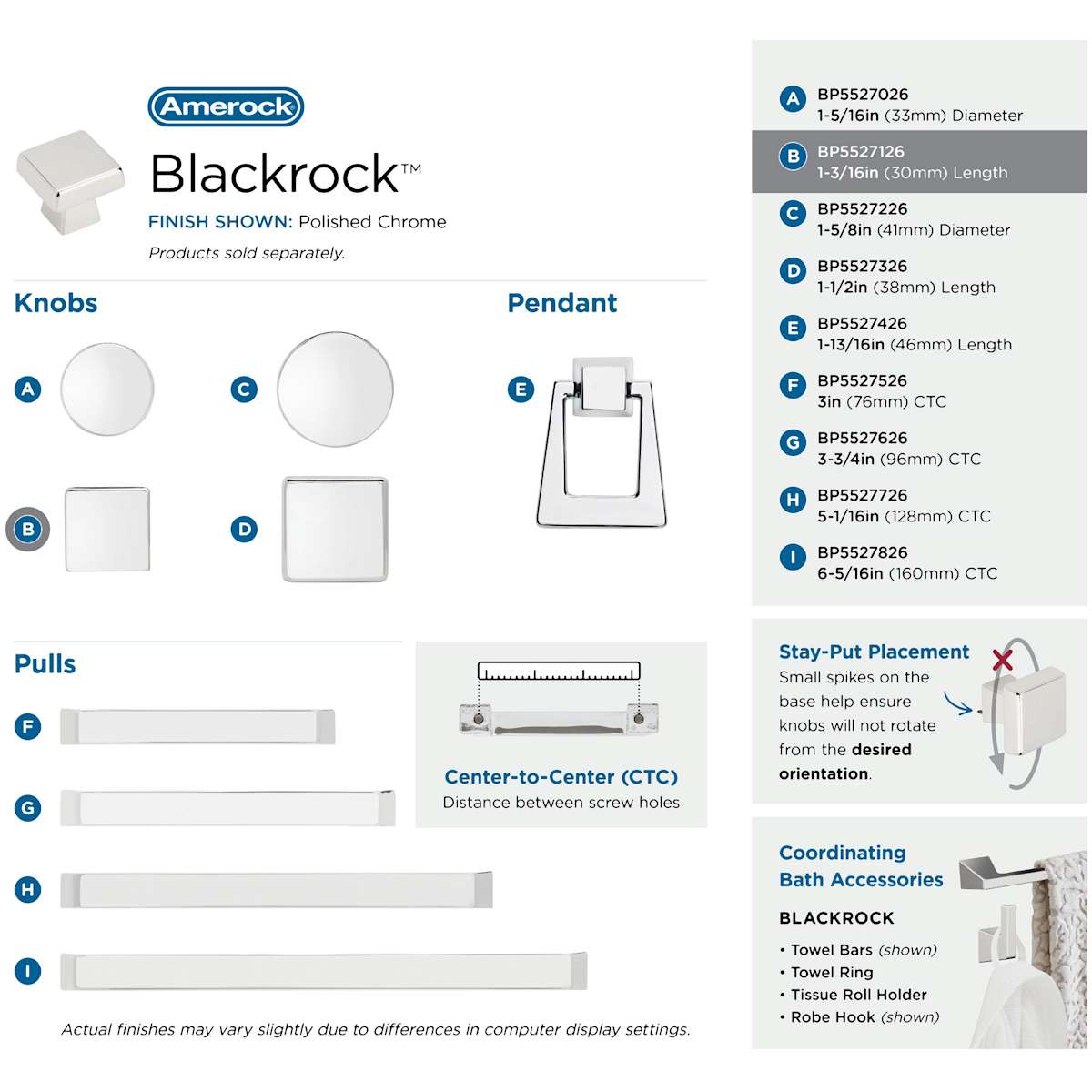 Amerock - BP55271BBR - Blackrock 1-3/16 Inch Square Cabinet Knob in Black Bronze