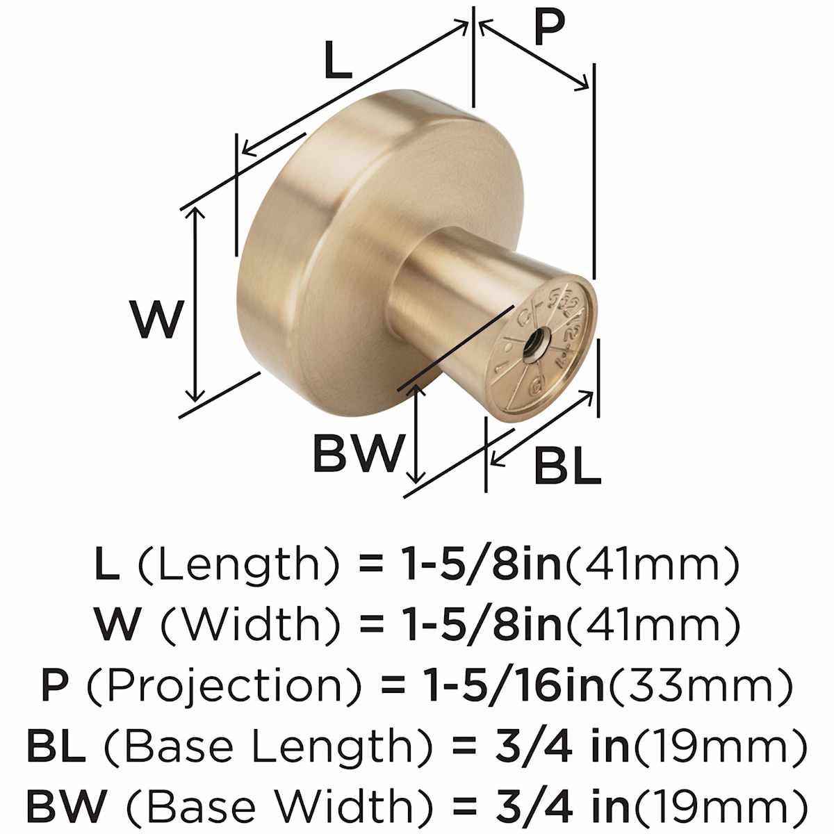 Amerock - BP55272BBZ - Blackrock 1-5/8 Inch Mushroom Cabinet Knob in Golden Champagne