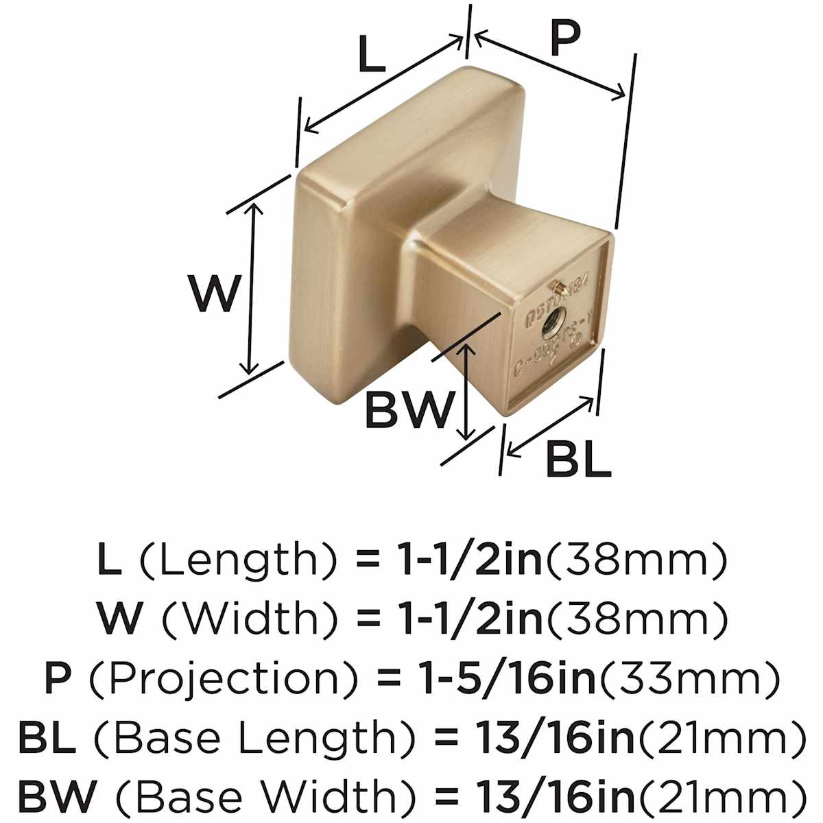 Amerock - BP55273BBR - Blackrock 1-1/2 Inch Square Cabinet Knob in Black Bronze