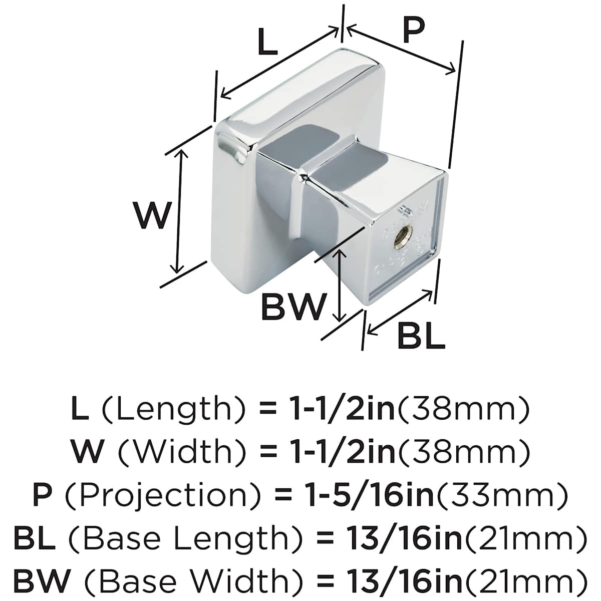 Amerock - BP55273BBR - Blackrock 1-1/2 Inch Square Cabinet Knob in Black Bronze