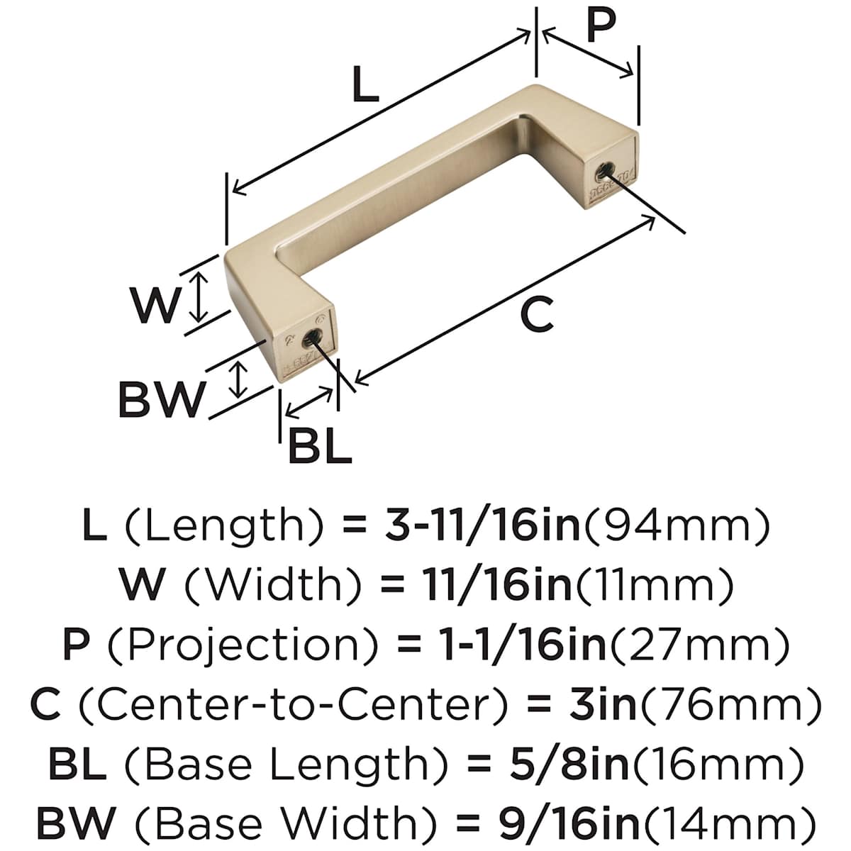 Amerock - BP55275GM - Blackrock 3 Inch Center to Center Handle Cabinet Pull in Gunmetal