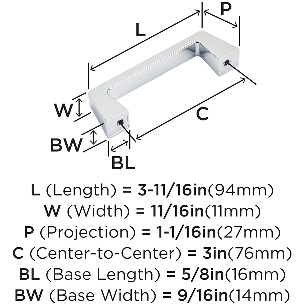Amerock - BP55275GM - Blackrock 3 Inch Center to Center Handle Cabinet Pull in Gunmetal