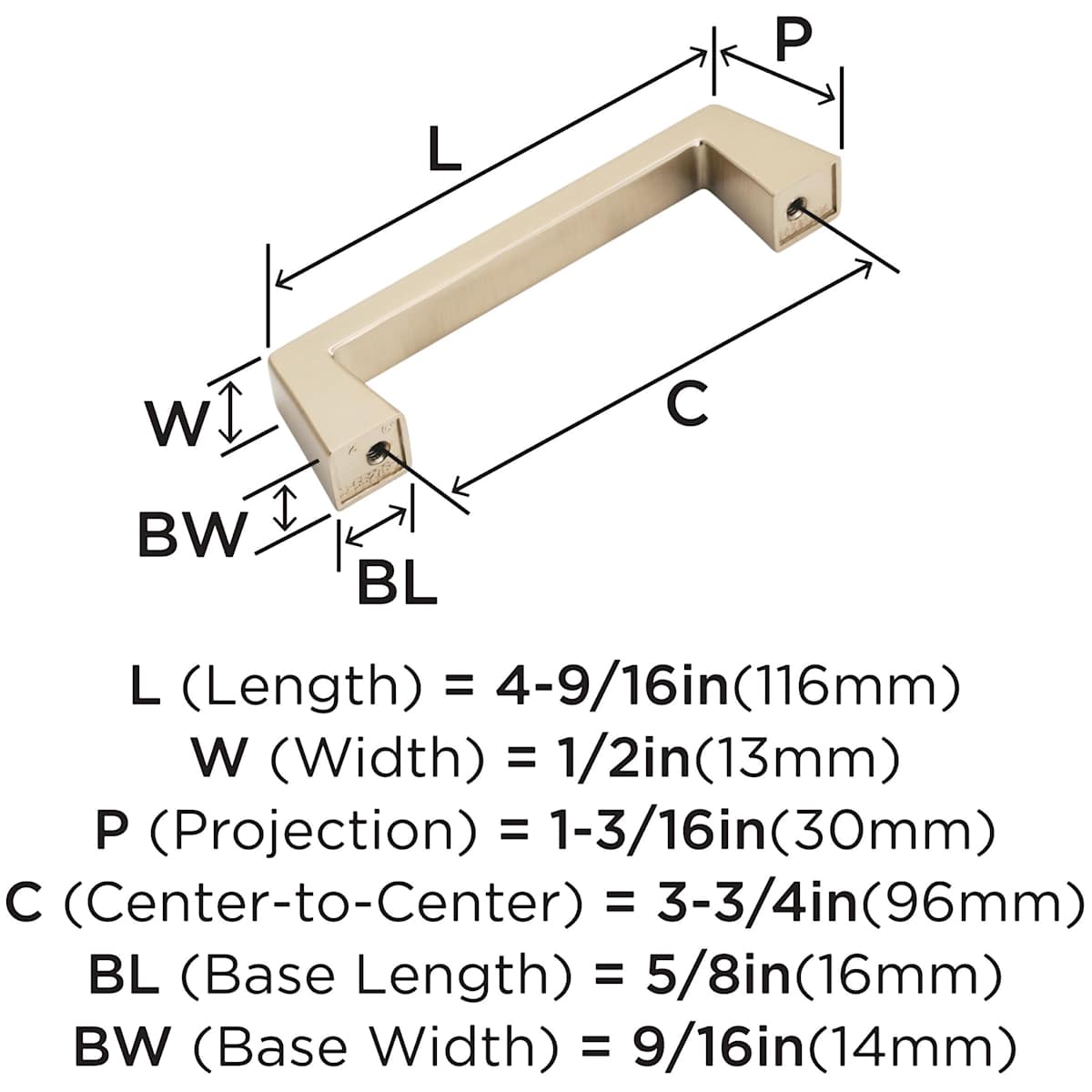 Amerock - BP55276G10 - Blackrock 3-3/4 Inch Center to Center Handle Cabinet Pull in Satin Nickel