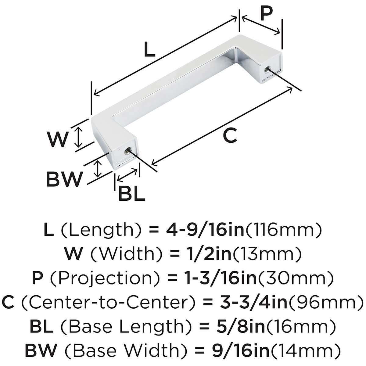 Amerock - BP55276G10 - Blackrock 3-3/4 Inch Center to Center Handle Cabinet Pull in Satin Nickel