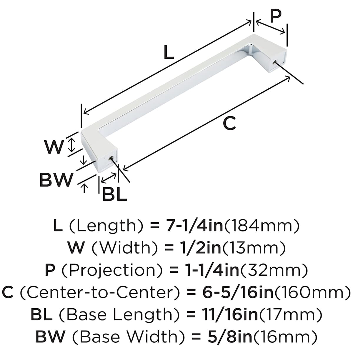 Amerock - BP5527826 - Blackrock 6-5/16 Inch Center to Center Handle Cabinet Pull in Polished Chrome