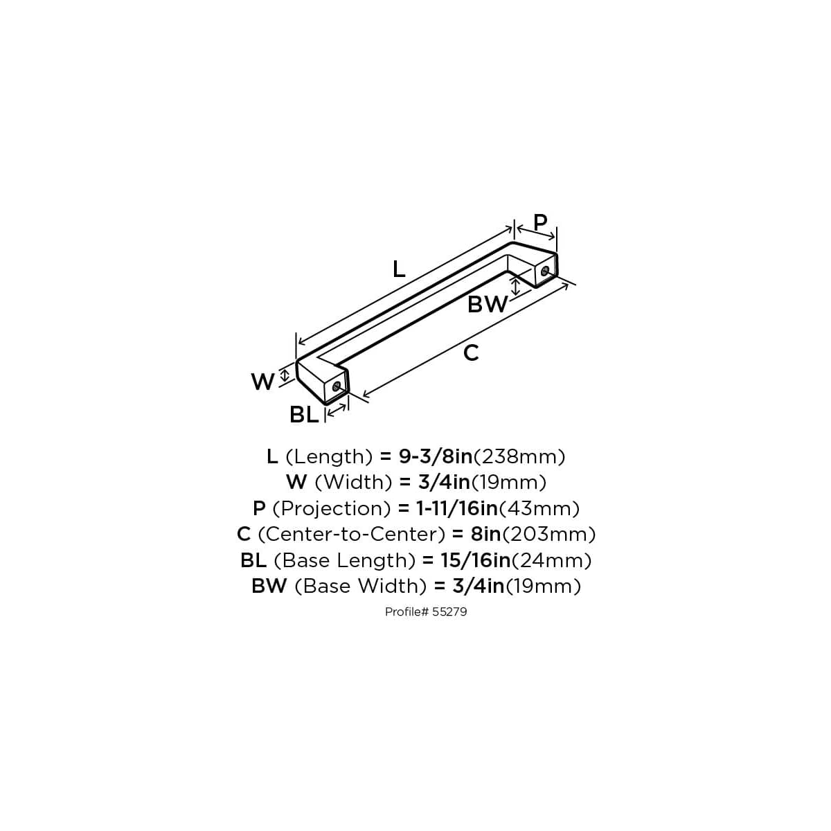 Amerock - BP55279ORB - Blackrock 8 Inch Center to Center Appliance Pull in Oil Rubbed Bronze