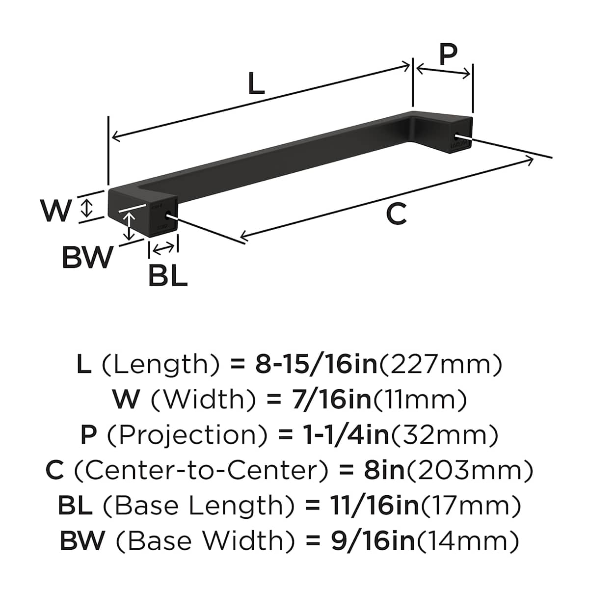 Amerock - BP55282PN - Blackrock 8 Inch Center to Center Handle Cabinet Pull in Polished Nickel