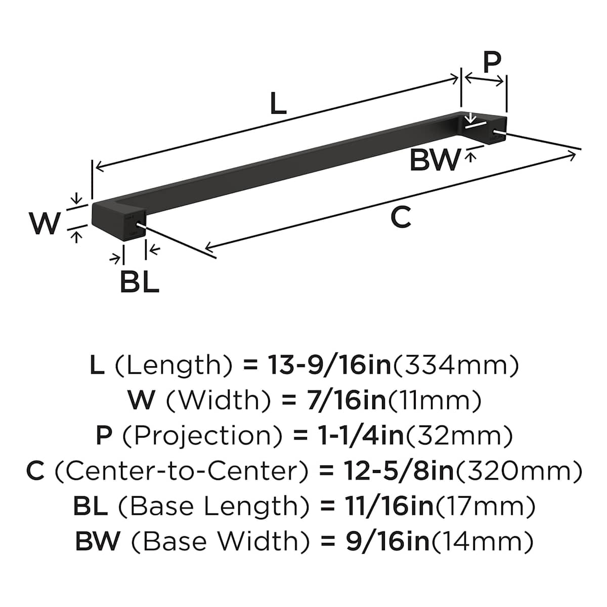 Amerock - BP55284G10 - Blackrock 12-5/8 Inch Center to Center Handle Cabinet Pull in Satin Nickel