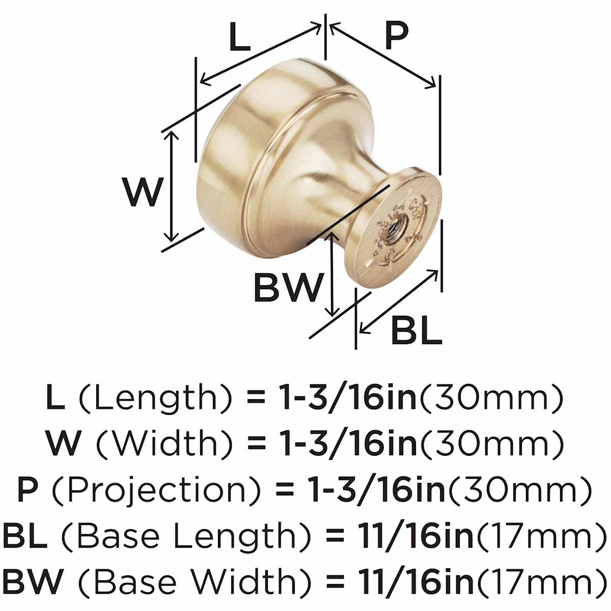 Amerock - BP55312CZ - Highland Ridge 1-3/16 Inch Mushroom Cabinet Knob in Champagne Bronze
