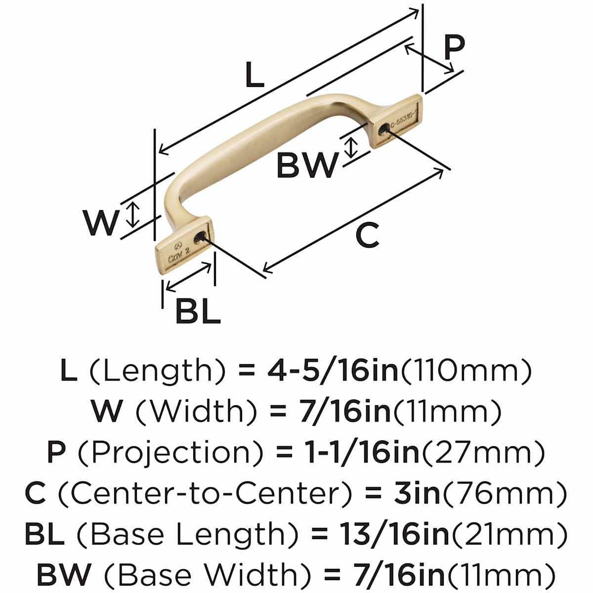Amerock - BP55316CZ - Highland Ridge 3 Inch Center to Center Handle Cabinet Pull in Champagne Bronze