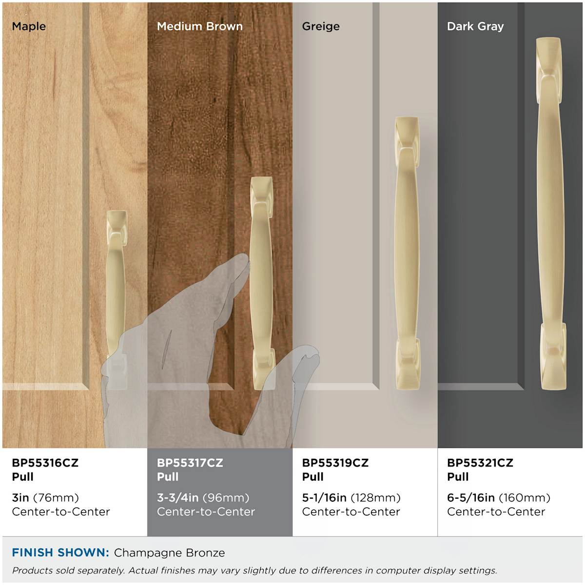Amerock - BP55317BBZ - Highland Ridge 3-3/4 Inch Center to Center Handle Cabinet Pull in Golden Champagne
