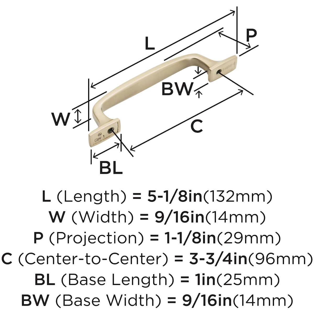 Amerock - BP55317BBZ - Highland Ridge 3-3/4 Inch Center to Center Handle Cabinet Pull in Golden Champagne