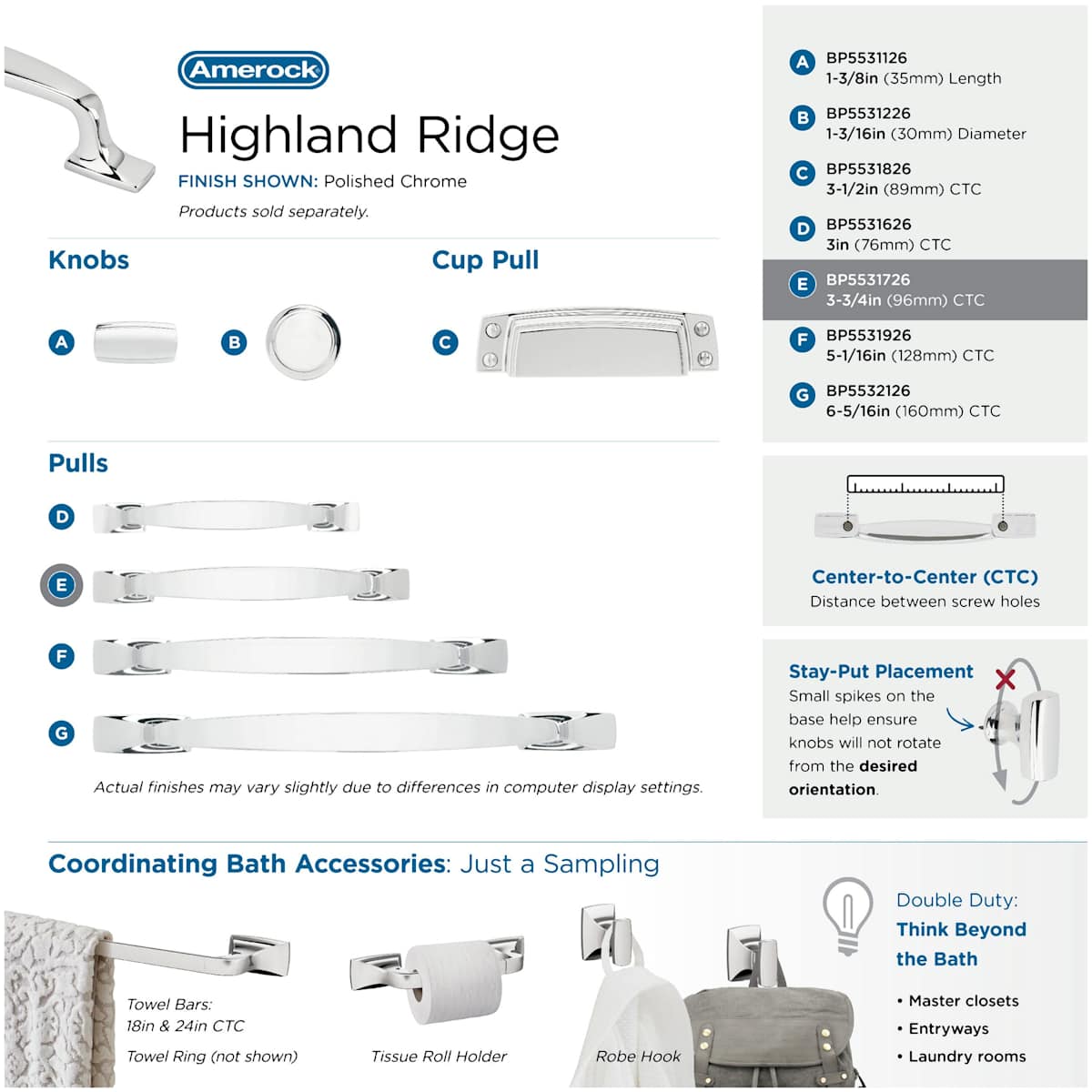 Amerock - BP55317BBZ - Highland Ridge 3-3/4 Inch Center to Center Handle Cabinet Pull in Golden Champagne