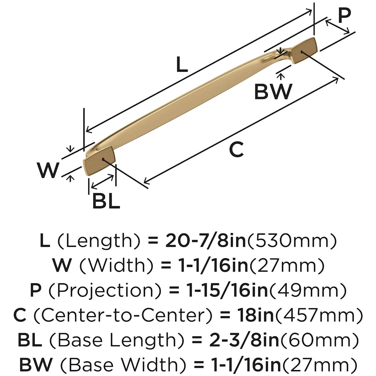 Amerock - BP55324CZ - Highland Ridge 18 Inch Center to Center Appliance Pull in Champagne Bronze