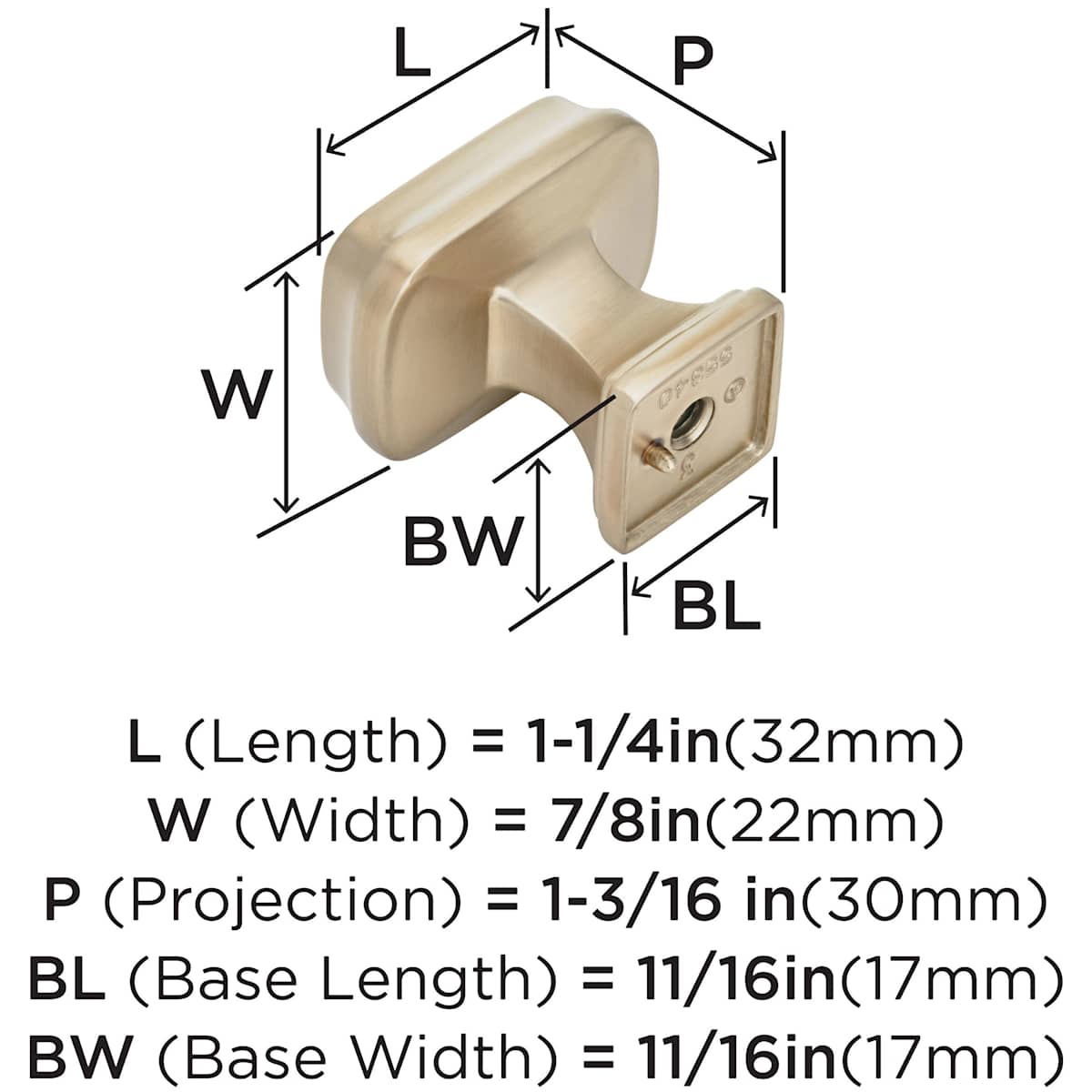 Amerock - BP5534026 - Revitalize 7/8 Inch Rectangular Cabinet Knob in Polished Chrome