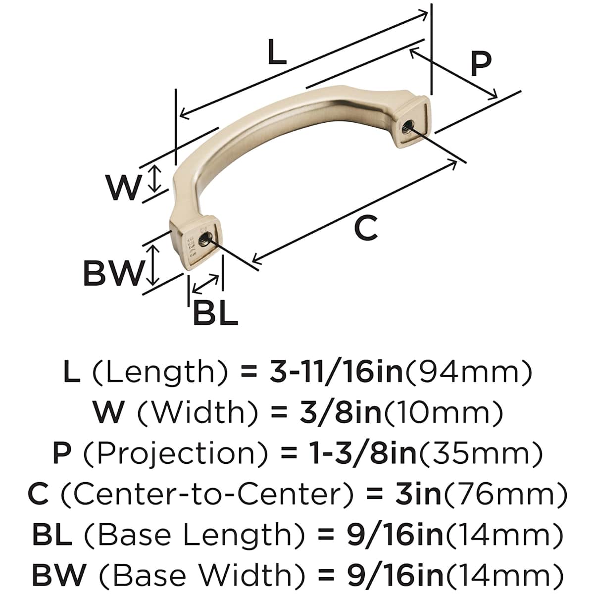 Amerock - BP55343ORB - Revitalize 3 Inch Center to Center Handle Cabinet Pull in Oil Rubbed Bronze