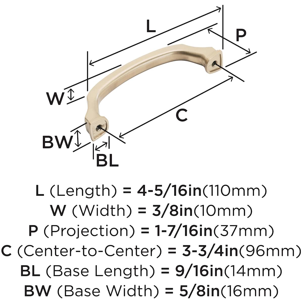 Amerock - BP55344BBZ - Revitalize 3-3/4 Inch Center to Center Handle Cabinet Pull in Golden Champagne