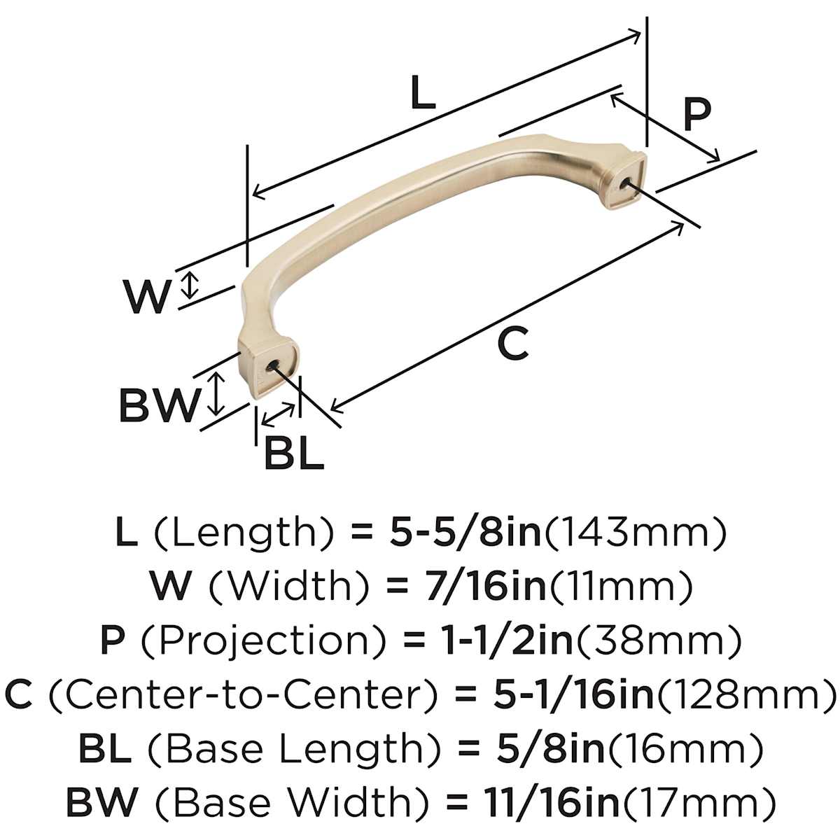 Amerock - BP55346PN - Revitalize 5-1/16 Inch Center to Center Handle Cabinet Pull in Polished Nickel