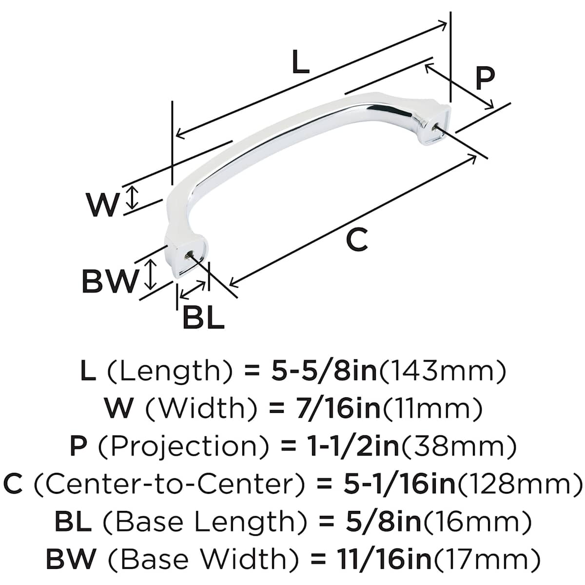 Amerock - BP55346PN - Revitalize 5-1/16 Inch Center to Center Handle Cabinet Pull in Polished Nickel