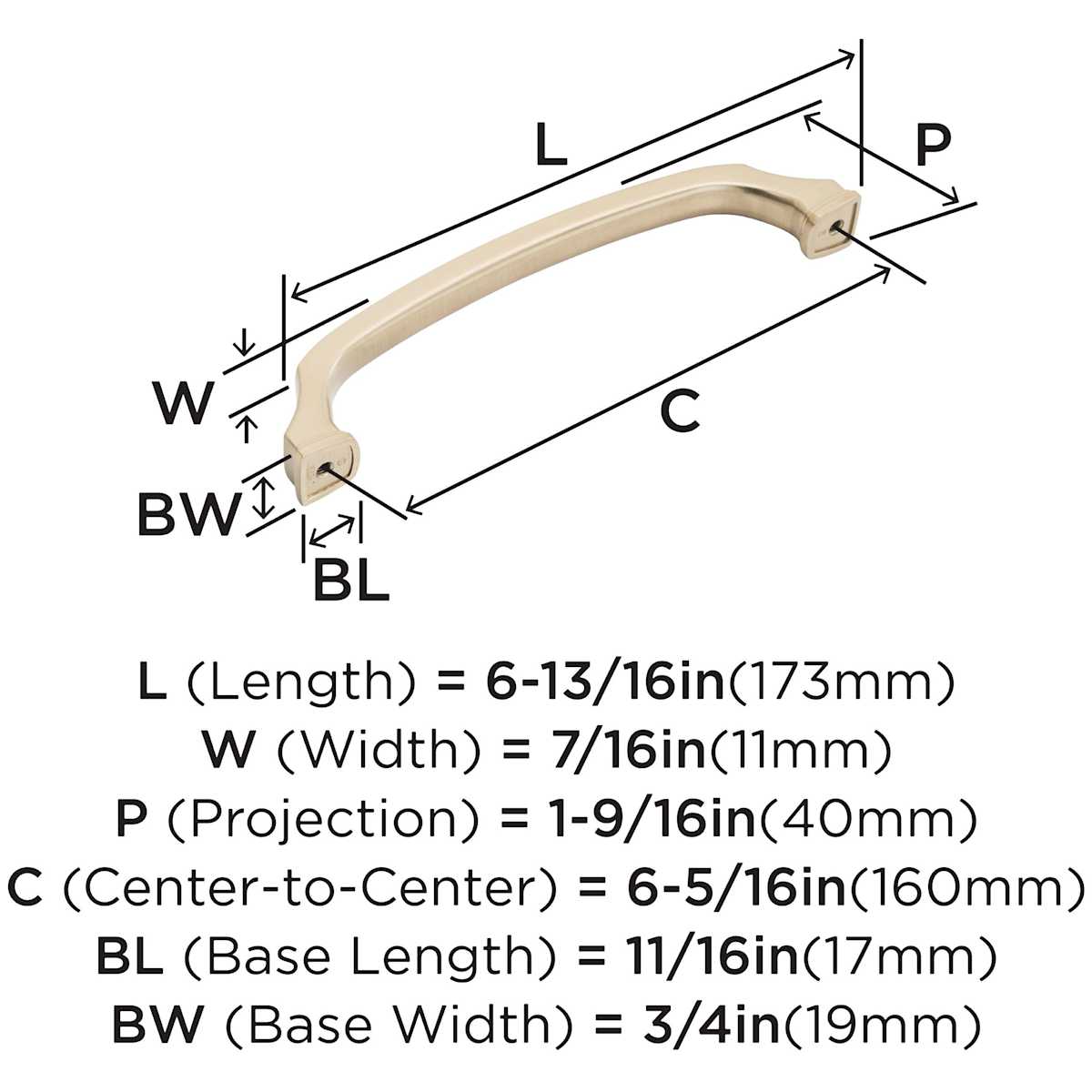 Amerock - BP55347GB - Revitalize 6-5/16 Inch Center to Center Handle Cabinet Pull in Gilded Bronze