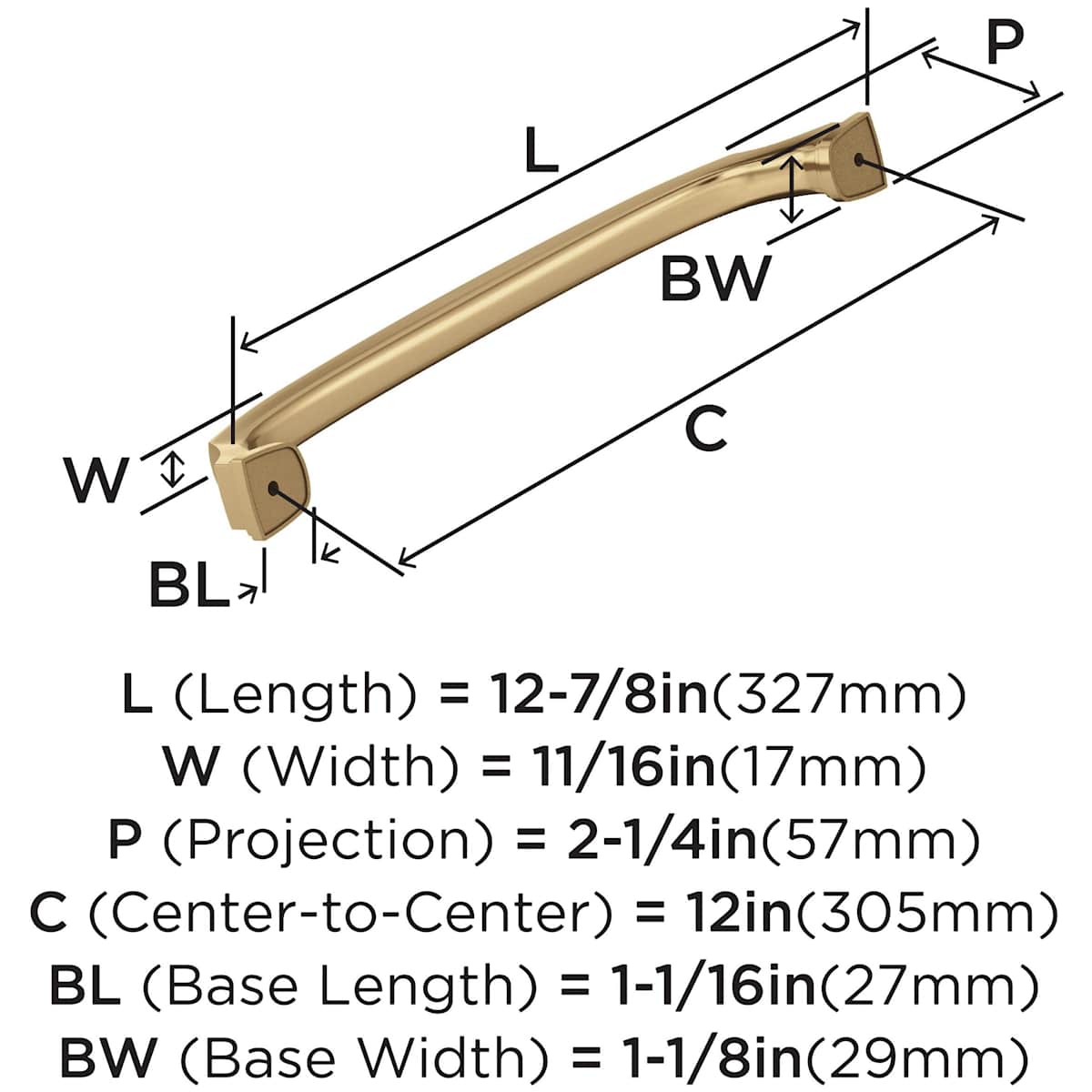 Amerock - BP55349BBR - Revitalize 12 Inch Center to Center Appliance Pull in Black Bronze