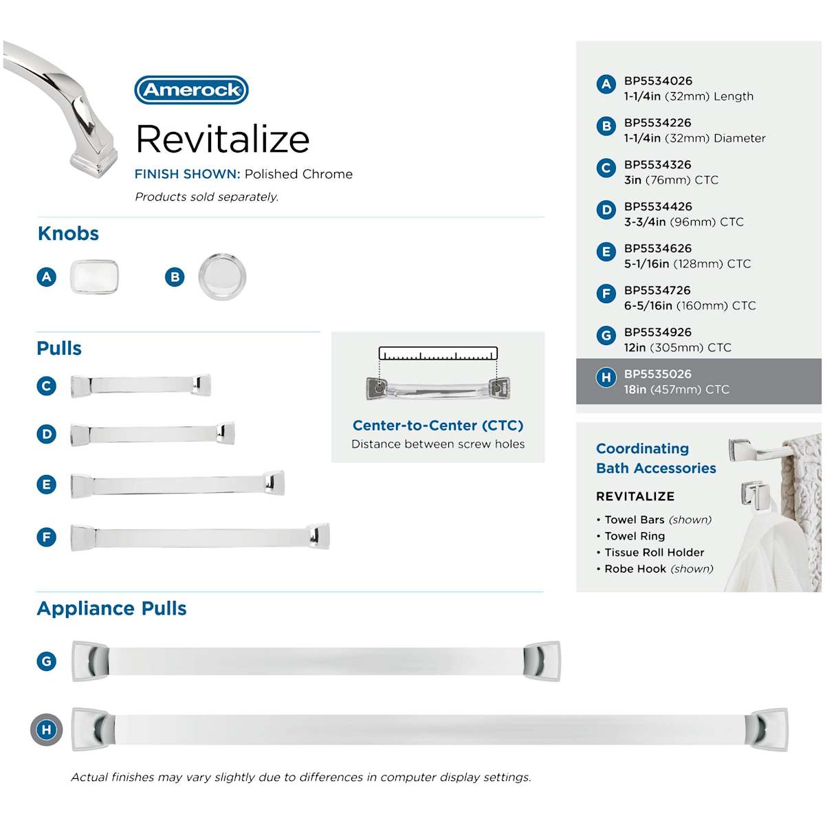 Amerock - BP55350PN - Revitalize 18 Inch Center to Center Appliance Pull in Polished Nickel