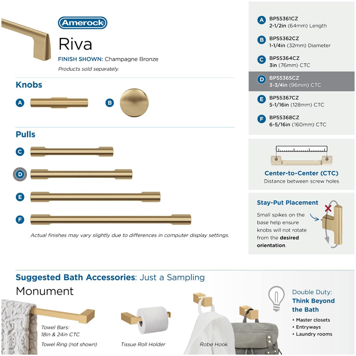 Amerock - BP5536526 - Riva 3-3/4 Inch Center to Center Handle Cabinet Pull in Polished Chrome