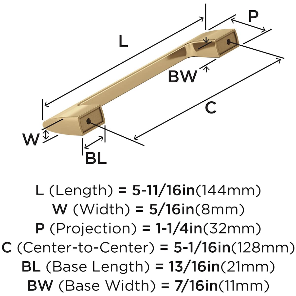 Amerock - BP55367BBZ - Riva 5-1/16 Inch Center to Center Handle Cabinet Pull in Golden Champagne