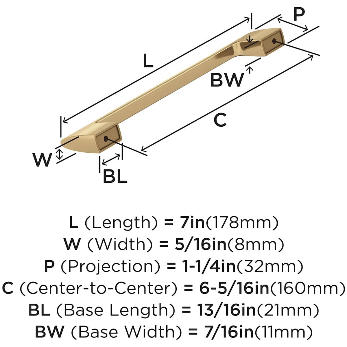 Amerock - BP55368CZ - Riva 6-5/16 Inch Center to Center Handle Cabinet Pull in Champagne Bronze