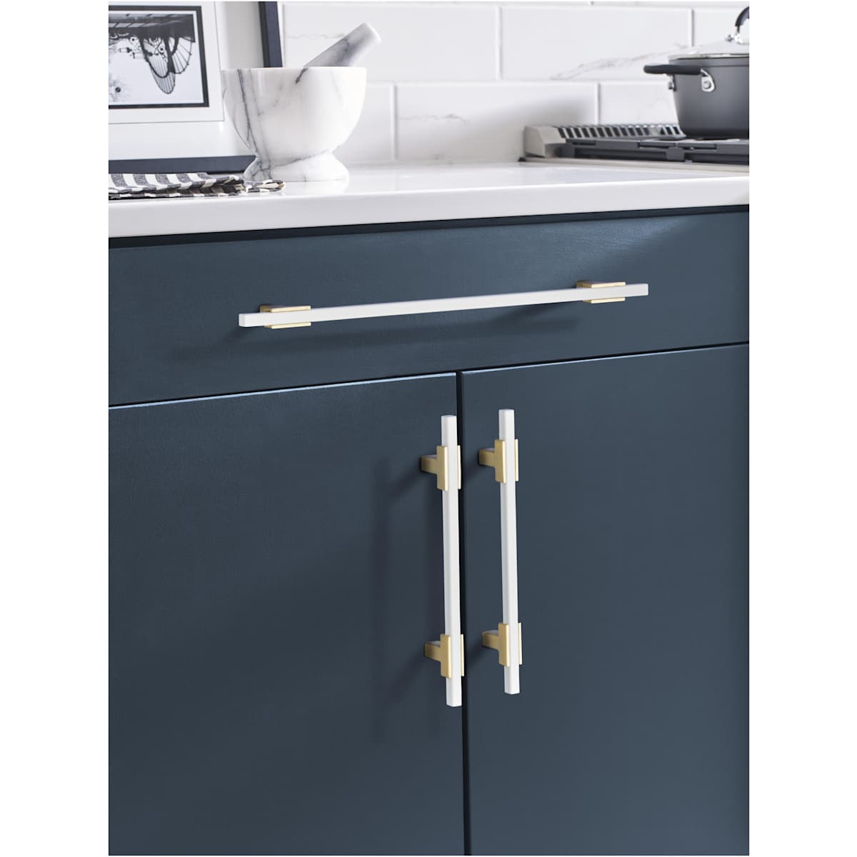 Amerock - BP778128BBZMB - Urbanite 5-1/16 Inch Center to Center Bar Cabinet Pull in Golden Champagne / Matte Black
