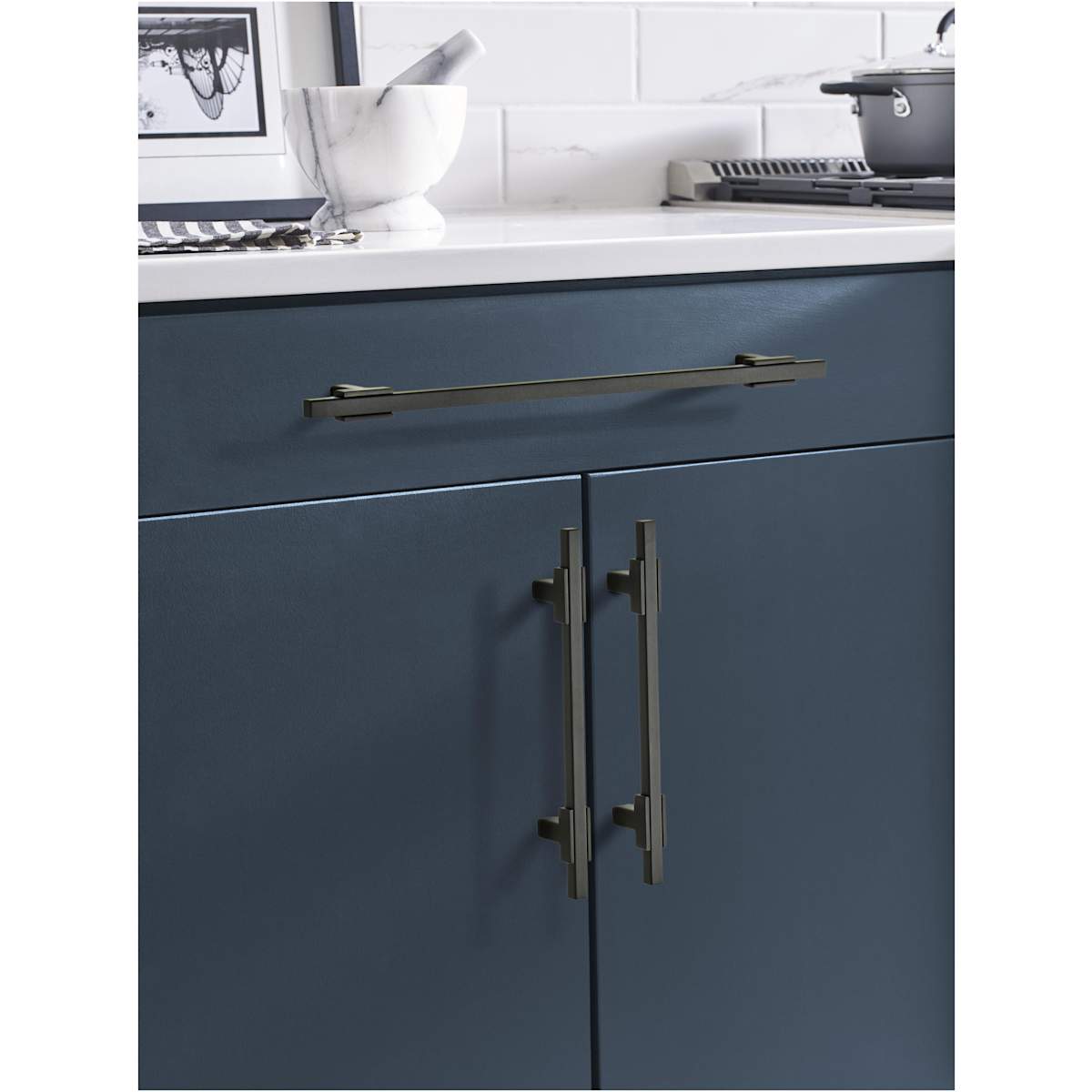 Amerock - BP778256BBZMB - Urbanite 10-1/16 Inch Center to Center Bar Cabinet Pull in Golden Champagne / Matte Black
